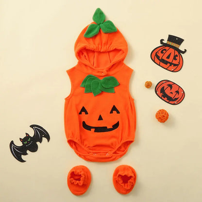 Baby Pumpkin Costume Jumpsuit for Halloween Cosplay